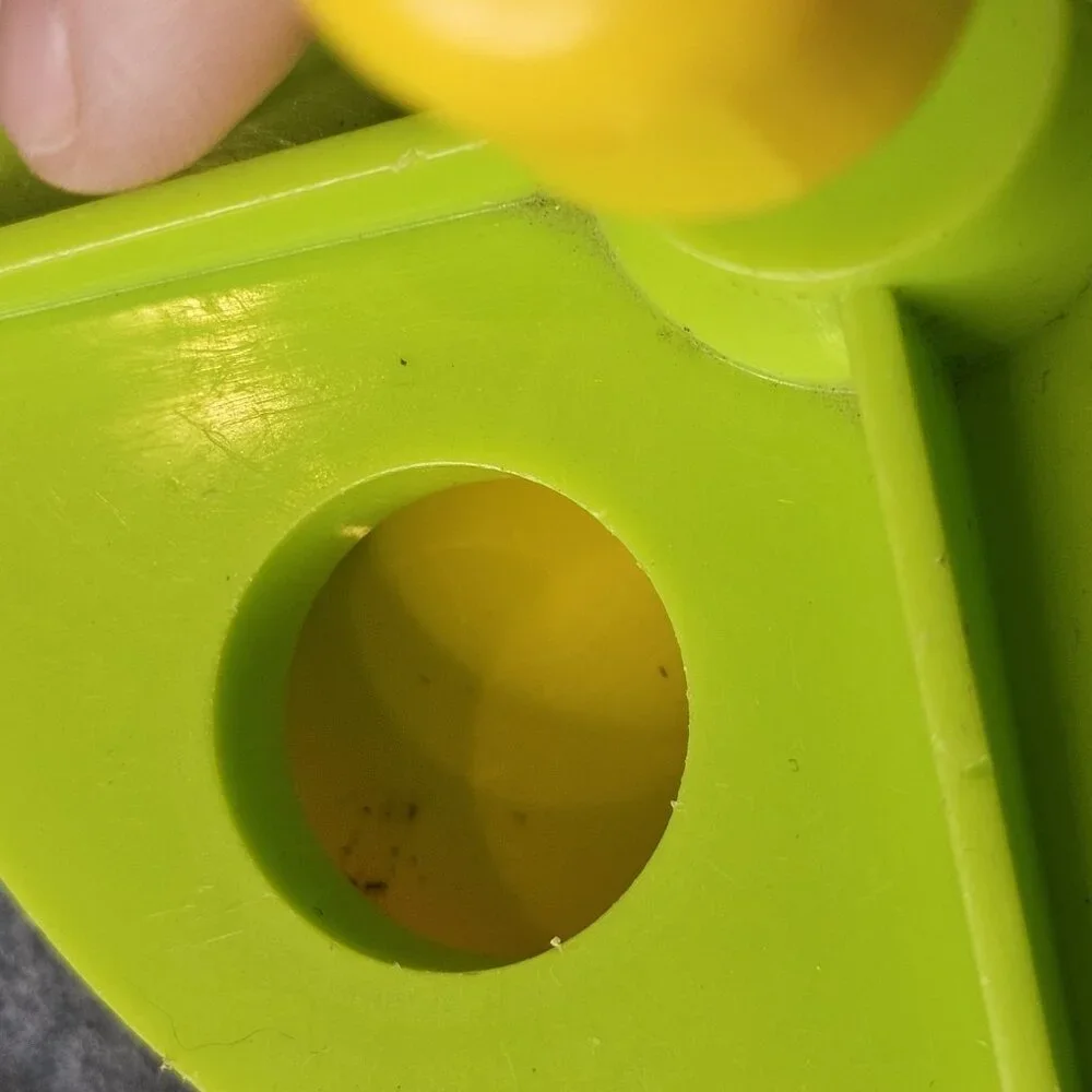 VTG 70s Fisher Price Little People Merry Go Round School Playground Green Yellow